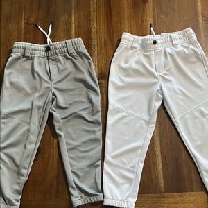 2 Kids Elastic T-ball Pants - Gray and White